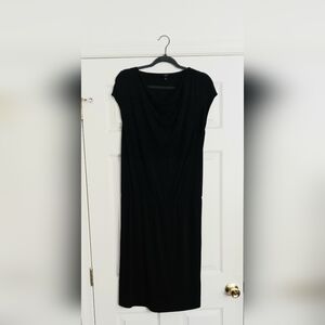 Talbots Dress Women's Size LP Petite Black Cowl Neck Sheath Sleeveless Midi